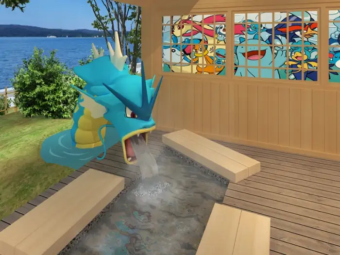 石川県能登半島がポケモンの楽園に大変身！ポケリッドが登場し、ポケモンと一緒に温泉に足を浸したり、ピカチュウ列車に乗って能登半島を探索したりできます。